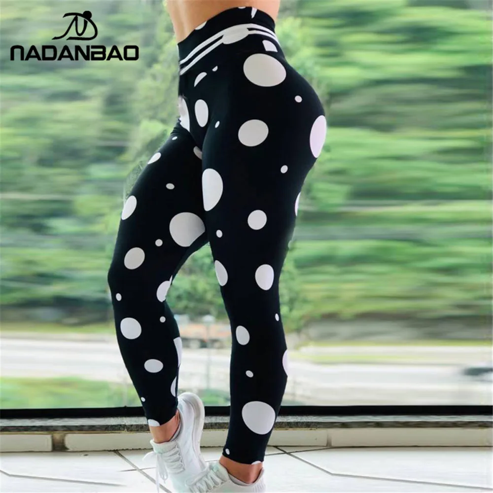 NADANBAO جديد 2019 اللياقة البدنية طماق المرأة الرياضية اللياقة البدنية يغطي الرجل للمرأة دائرة مطبوعة تجريب عالية الخصر Leggins زائد حجم