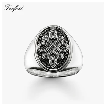 

Signet Ring Elegant Love Knot Black,Fashion Jewelry 925 Sterling Silver Trendy Party Gift for Women Men Boy Girl Anillos Hombre
