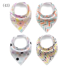 4 шт. Детские нагрудники из хлопка двойной треугольный шарф для девочек, для мальчиков младенцев Слюнявчики с рисунком Слюнявчики для детей самостоятельного кормления уход