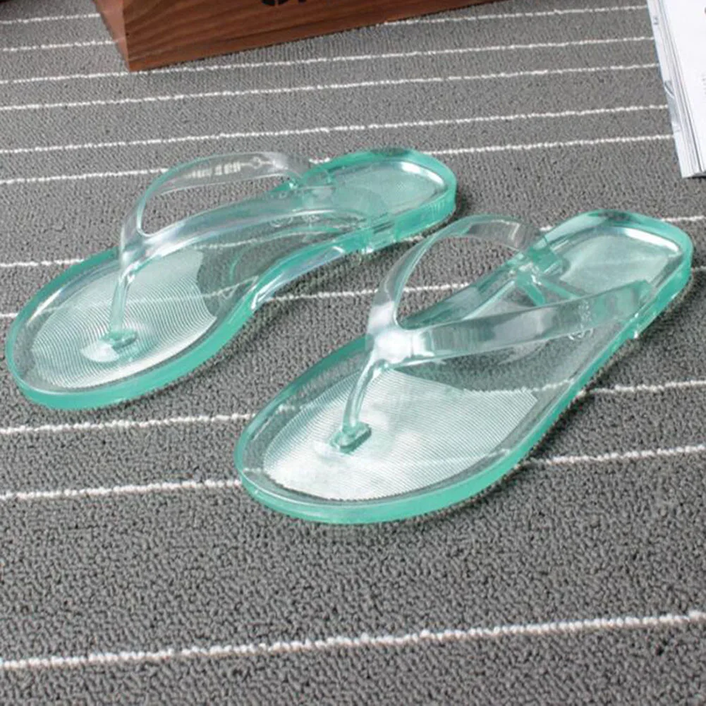

Slippers Women Flat Non-slip Jelly Flip Flops Female Summer Transparent Beach Sandals Shoes Laides Cute Light Weight Flip Flops