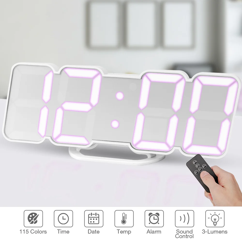 

Creative Remote Control 3d Digital Led Wall Clock With 115 Colors Change Night Light Magic Desktop Table Clock Wall Decorative