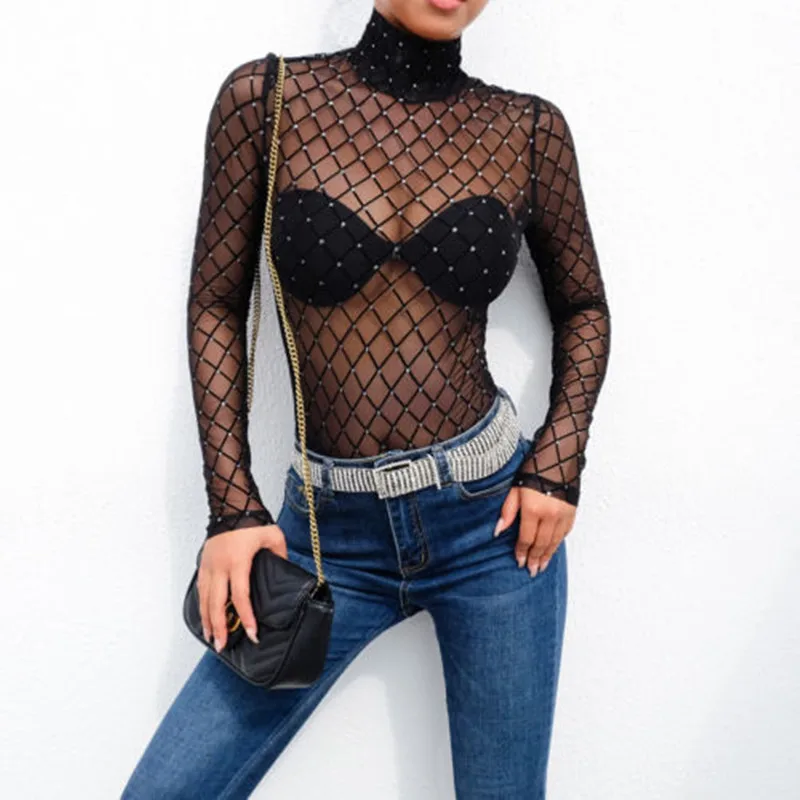 mesh turtleneck bodysuit