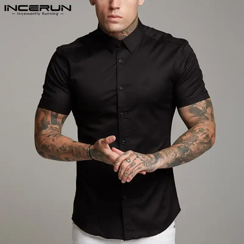 white short sleeve shirt muscle fit