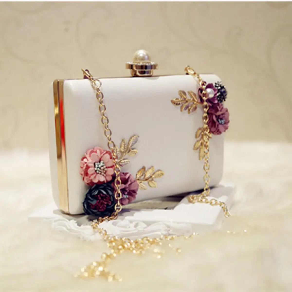 

Flower Luxury Handbags Fashion Women Leather Evening Bag Chain Bag Mini Shoulder Bags Dinner Party Lady Wedding Clutch Purse