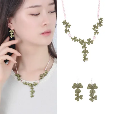 

Free shipping new product romantic natural texture deer baby natural stone animal earrings jewlly set