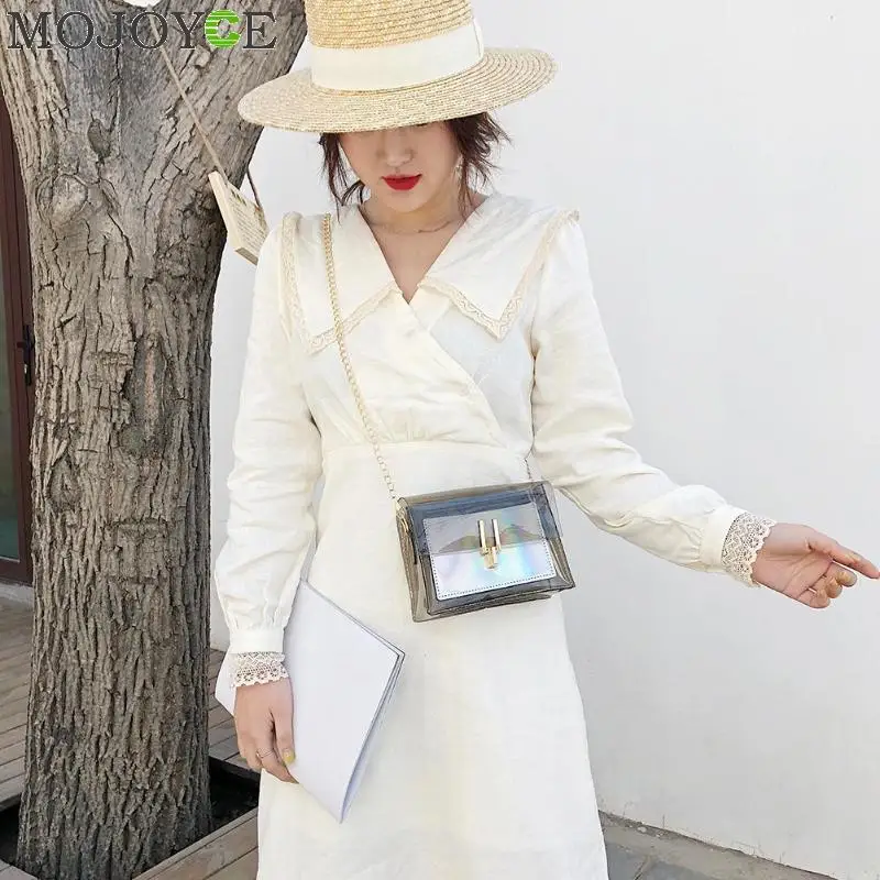 المرأة حقيبة كتف الأزياء الليزر شفافة PVC Crossbody أكياس رسول الكتف حقيبة شاطئية 2019