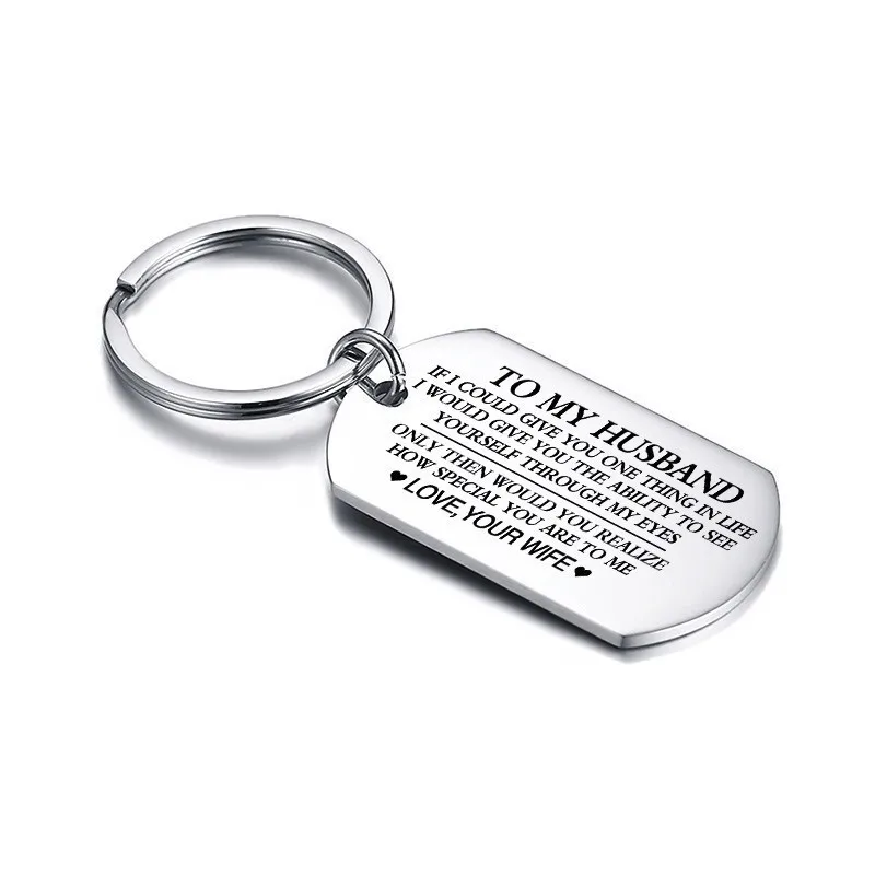 

Vnox Classic Key Chain Ring for Men Smooth Surface Never Fade Stainless Steel Keychain TO HUSBAND Love Expression Custom Gift
