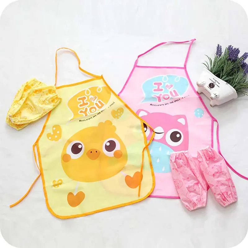 

cartoon cute children's apron Waterproof creative apron sleeve kitchen suit Apron Kitchen Restaurant Aprons50*40CM