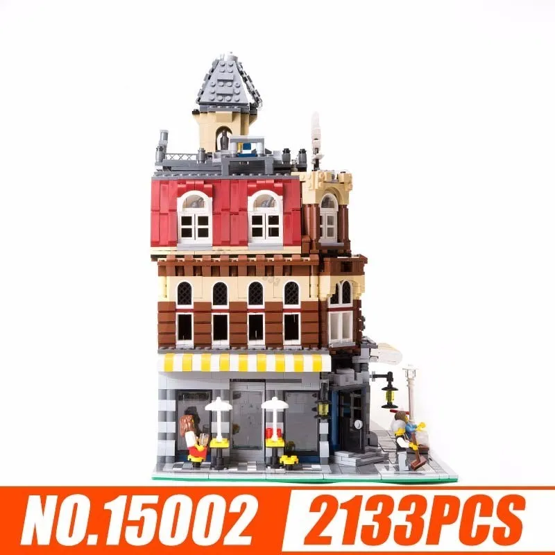 

Lepin 15002 Streetscape Series Corner Coffee Shop Assembling Spelling Insert Blocks Building Plastic Children Toys 2133pcs