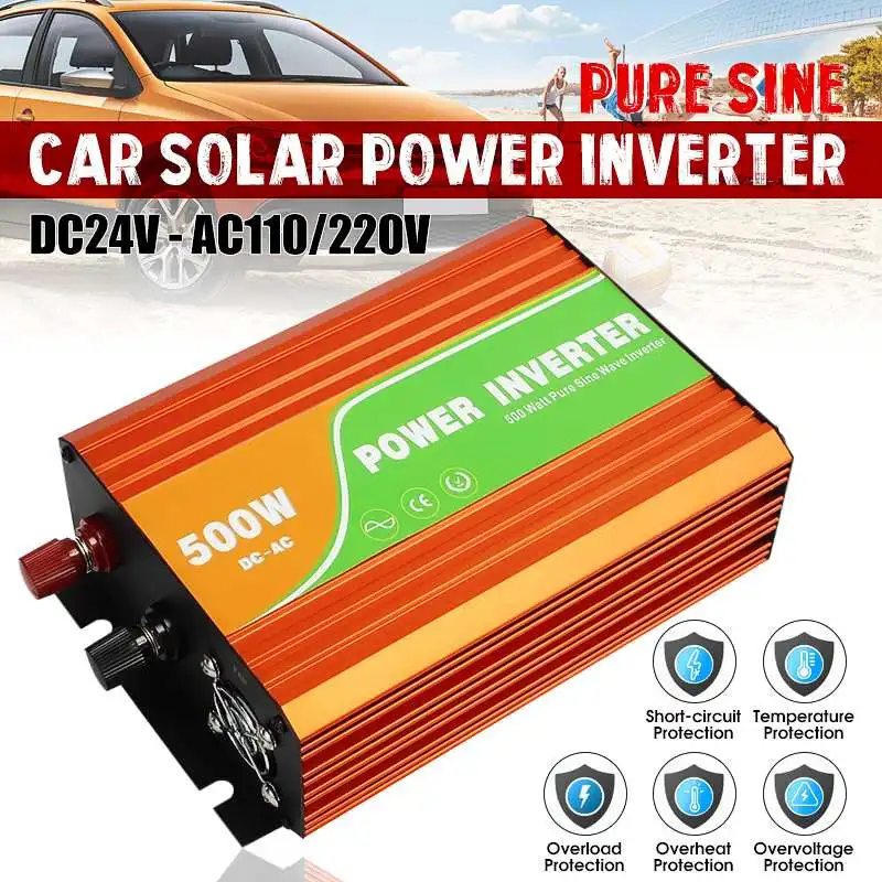 

Hot Selling Pure Sine Wave Solar Inverter 500W 60Hz DC 12V to AC 110V/220V Car Power Inverter Power Supply Transformer