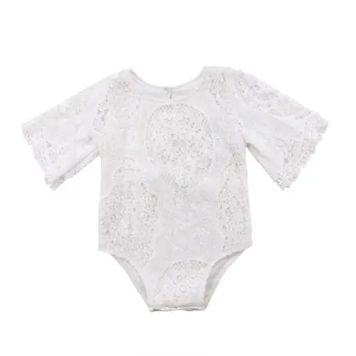 

Baby Romper Summer Newborn Baby Girl Lace Floral Short Sleeve Romper Jumpsuit Outfits Clothes