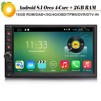 

Double din Quad Core Autoradio Android 8.1 Car Multimedia Player GPS Radio NAVI DAB+ Bluetooth RDS DVR 4G WiFi DTV DVB-T2 OBD