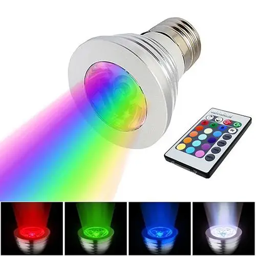 

E27 3W LED RGB Spot Light Bulb Wireless Remote Control Multicolor Party Lamp Colorful background decorative lights