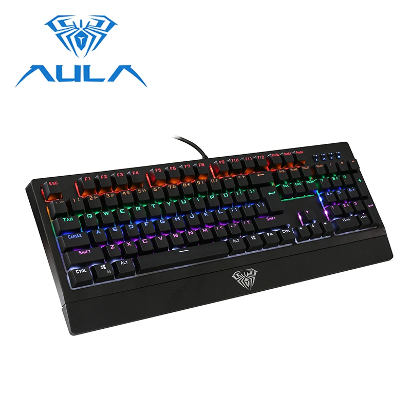 AULA геймерская клавиатура, проводной RGB светодиодный черный переключатель подсветки, 104 клавиш, против привидения, для ноутбука, компьютера, Механическая игровая клавиатура