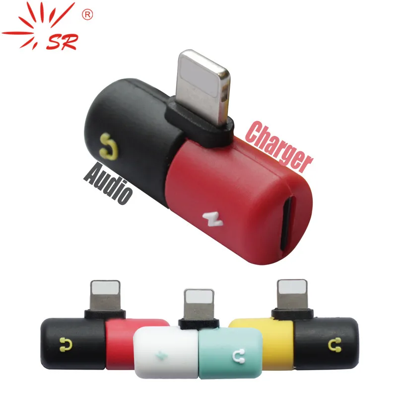 

SR Audio Charging Listening Calling Connector Adapter For iPhone X 8 7 Plus XR XS Double Lighting Headphone Splitter AUX