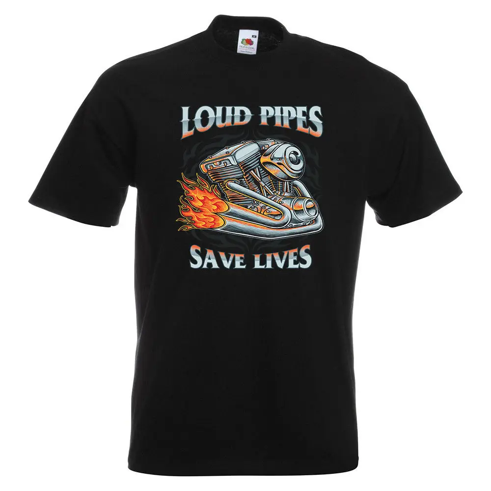 

Loud Pipes Saves Lives Mens PRINTED T-SHIRT Bike Flames Engine Cartoon t shirt men Unisex New Fashion tshirt Loose Size top