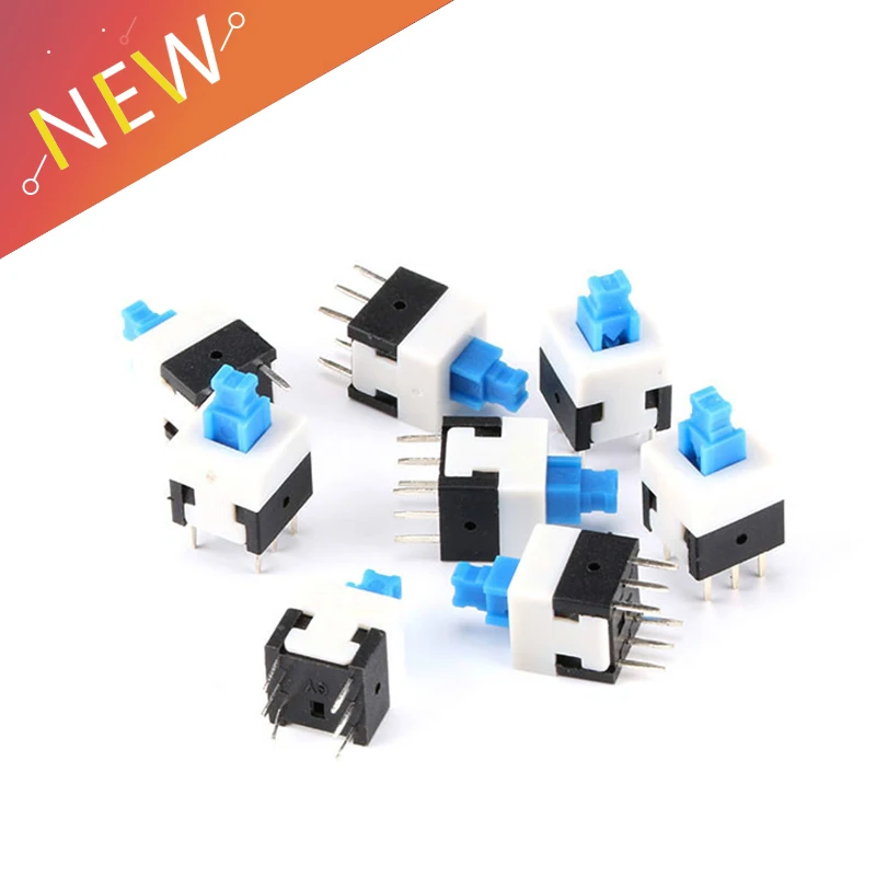

20pcs/lot Square 7x7x12mm 6 Pin DPDT Mini Push Button Self-locking Switch G64 Multimeter Switch 8x8MM