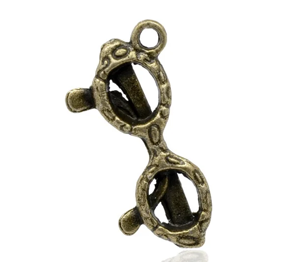 Lovely 50 Bronze Tone Eyeglasses Charm Pendants 22x11mm (B13464)in