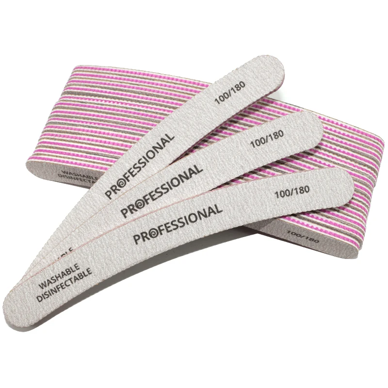 

10Pcs Curved Nail File 100/180 Professional Buffer Nail Polish Block For Manicure UV Gel sanding Sandpaper Tool Banana Buffing
