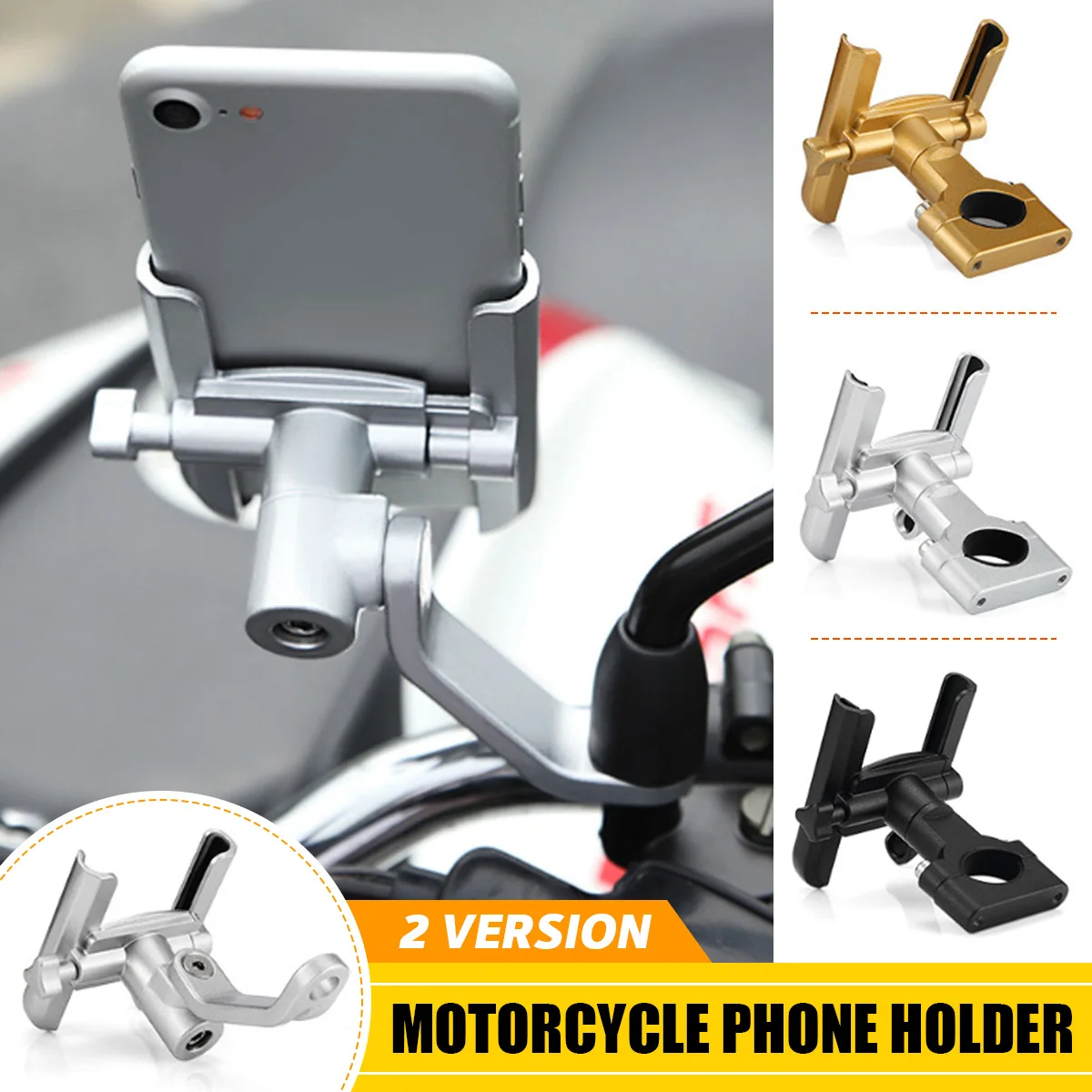 

Motorcycle Phone Holder Mirror Mount Adjustable 360 Deg. Rotation Universal Aluminum Alloy MTB Motorcycle Handlebar Phone Holder