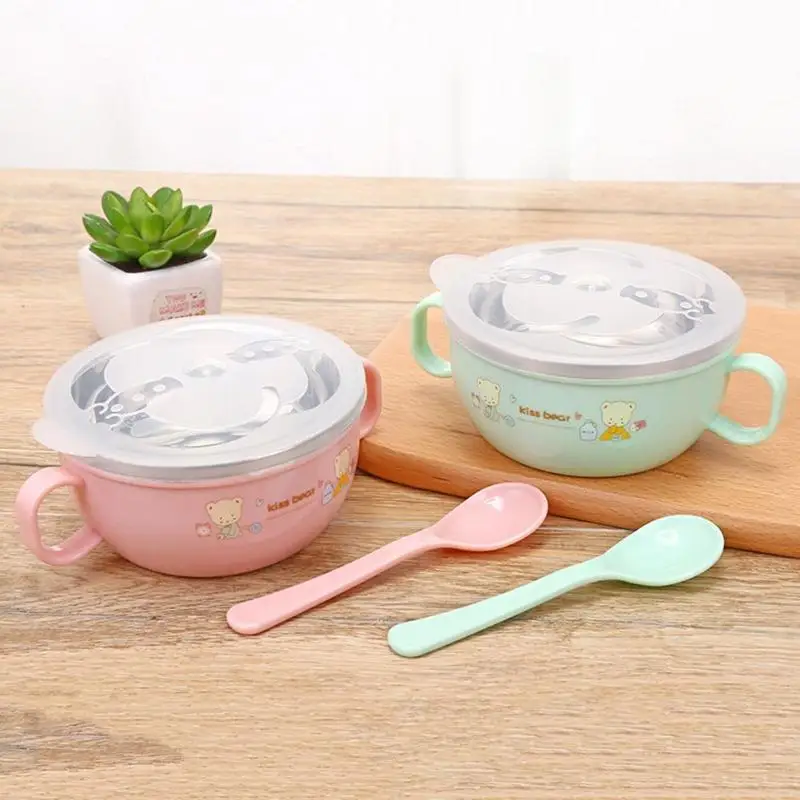 Children Cartoon Stainless Steel Bowl Spoon Baby Food Feeding Tableware Set Children Training Dinnerware Plate Bowl Spoon Children Cartoon Stainless Steel Bowl Spoon Baby Food Feeding Tableware Set Children Training Dinnerware Plate Bowl Spoon