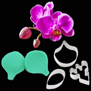 

Phalaenopsis Petal Flower Veiners Silicone Molds Fondant Sugarcraft Gumpaste Clay Water Paper Cake Decorating Tools CS257