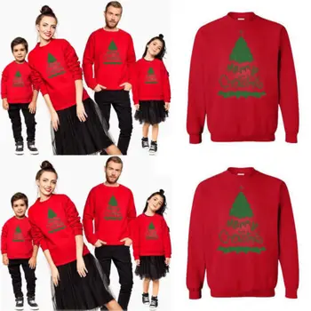 

XMAS Family Matching Men Women Adult Kids Mom Dad Sweatshirt Jumper Hoodies Pullover Tops Christmas Retro Gift