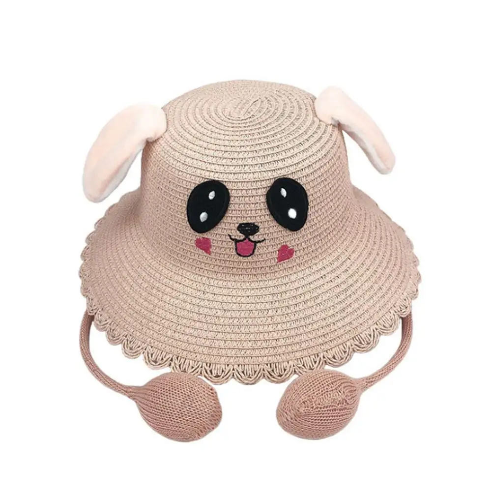 

MISSKY Summer Women Girl Sun Hat Sun Protection Lovely Cartoon Jumping Rabbit Ears Parent-child Straw Hat for Adult Children