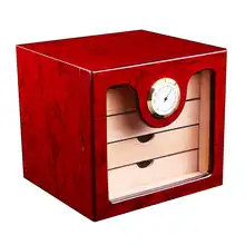 75 отсчетов портативный коричневый кедровый деревянный ящик для сигар чехол с увлажнителем гигрометр Коробка Для Хранения Сигар