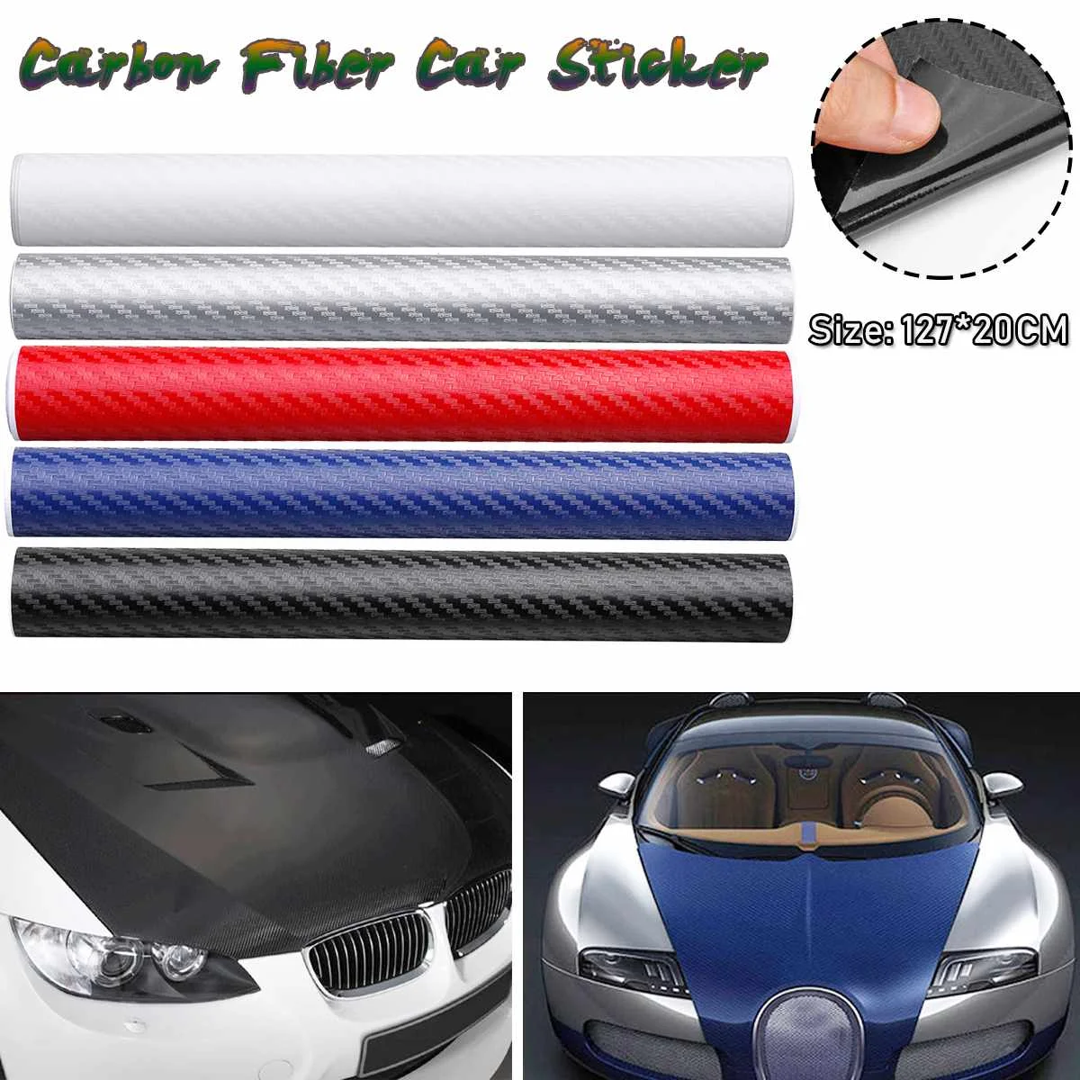 

3D Carbon Fiber Auto Car Sticker Vinyl Decal Wrap Sheet Roll Film DIY 127*20cm