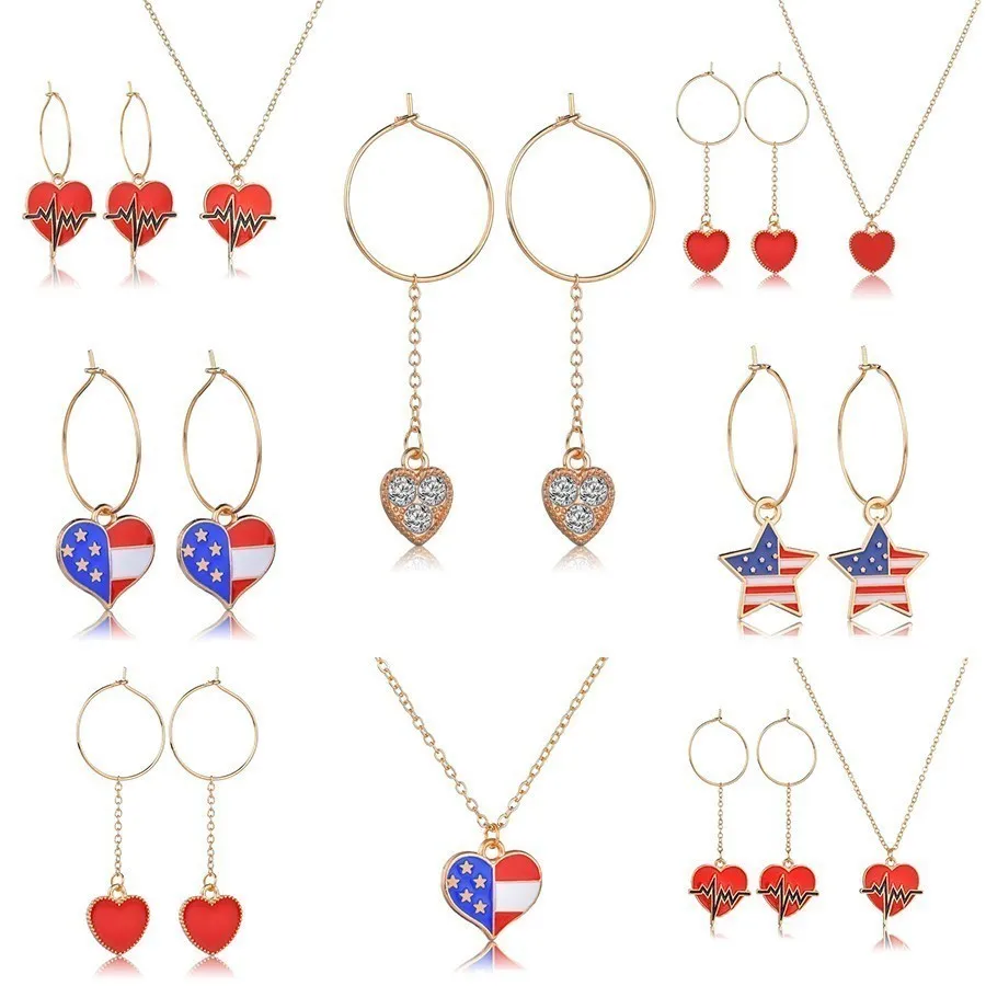 

New Women Trendy Heart Pattern Necklace Earring Sets Hand Made Great Fashion Style High Quality Party Jewelry Sets For Girls