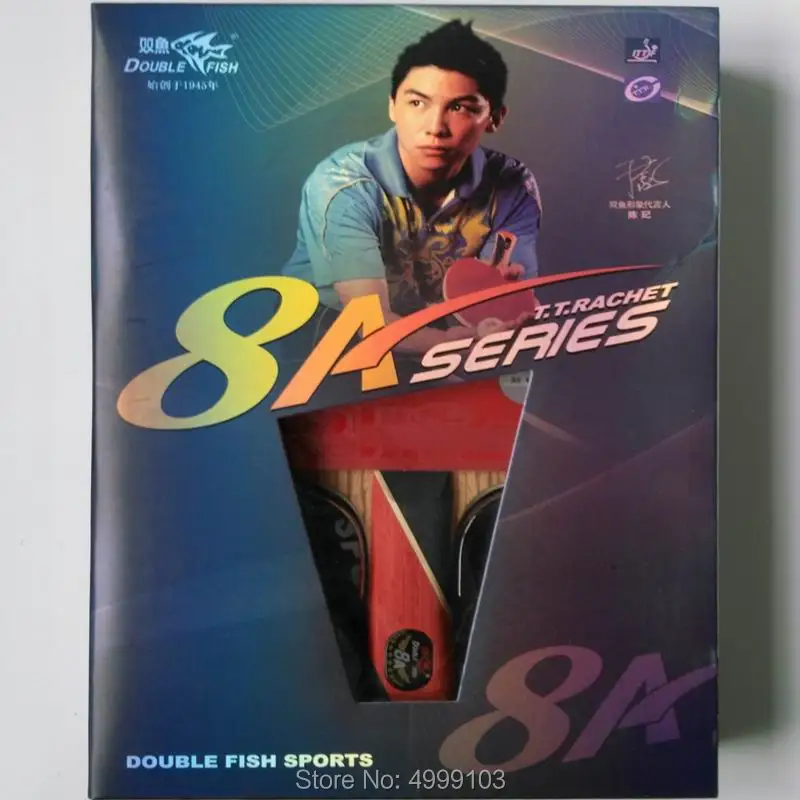 

Original double fish finished table tennis racket 8A-C 8AC FL long handle loop with fast attack racquet sports gift case