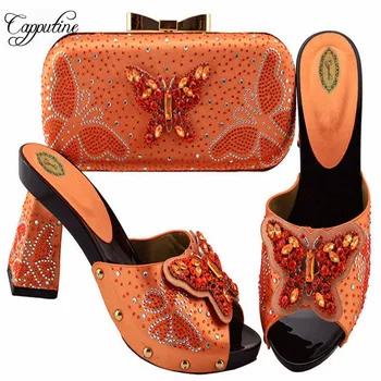 

Capputine Fashion Summer Shoes With Matching Bag Set High Quality African Rhinestones Shoes And Bags Set For Wedding Dress