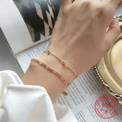 Лидер продаж 100% 925 серебро в Корейском стиле Простой Мода цепи браслеты фенечки ювелирные украшения для женщин