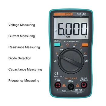 

BSIDE ZT101 Ture RMS Digital Multimeter Multifunction AC/DC Voltage Current Resistance Capacitance Frequency Tester