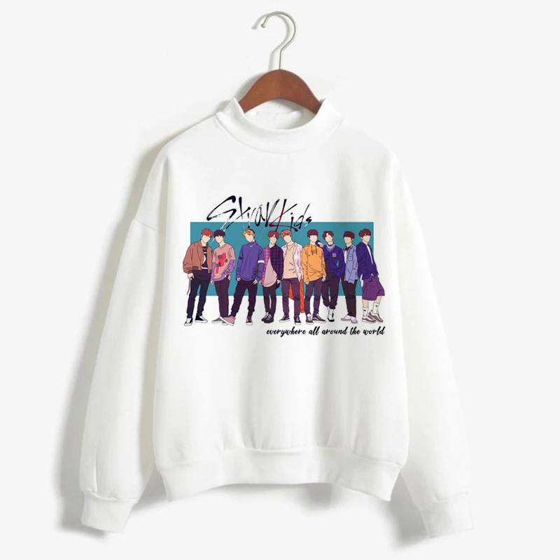  New Arrival Stray Kids Harajuku Printed K Pop Hoodies Women Sweatshirts Kpop Warm Pullover Turtlene