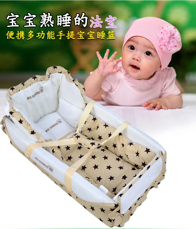 Портативная корзина для детской кроватки, детская коляска, спальная корзина, кровать с москитной сеткой, деревянная рама, колесо, детская спальная кровать