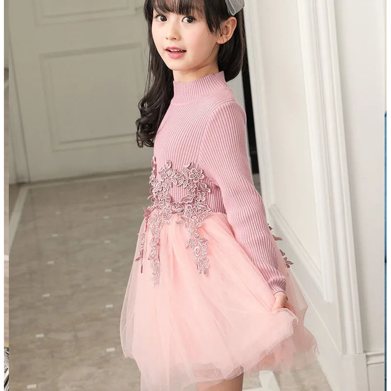 girls pink sweater dress