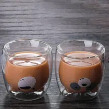 3D панда Медведь стекло es термостойкая Двойная Стенка кофейная чашка Молоко Бутылка сок стекло