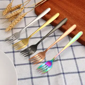 

Stainless Steel Dinner Fork Spoon Portable Dessert Students Bento Party Travel Outdoor Picnic Plating Colorful Forks Spoons