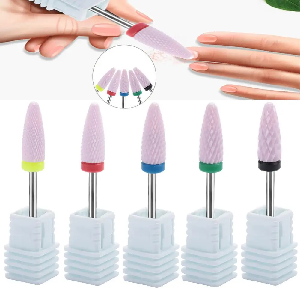 

5 Types Ceramic Cylinder Shape Grinding Nail Drill Bit for Nail Polishing Manicure Nail Art Manicure Drill Accessories