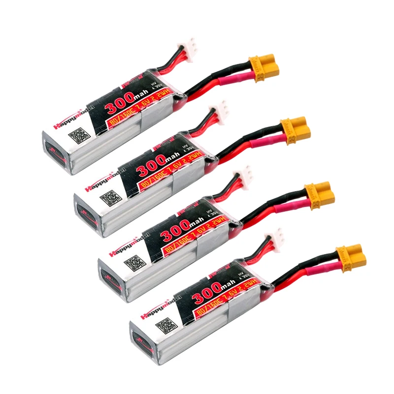 

High Power Lipo Battery Happymodel 2S 300mAh 7.6V HV 80C Upgrade Lipo Battery for 2S Whoop Mobula7 FPV RC Mini Drone RC Battery
