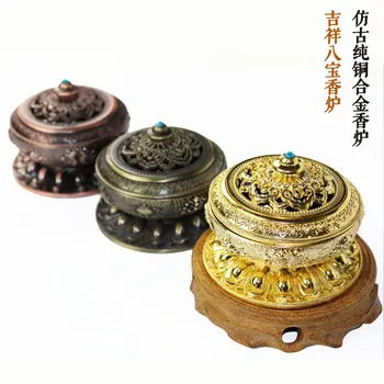 

Tibet Religion Buddhist Buddha 8 Symbols Censer Incense Holder Burner
