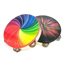 Ручной Тамбурин бубен с колокольчиками 8 дюймов ОРФ ударный музыкальный инструмент двухрядные красочный Тамбурины для КТВ вечерние детские игры