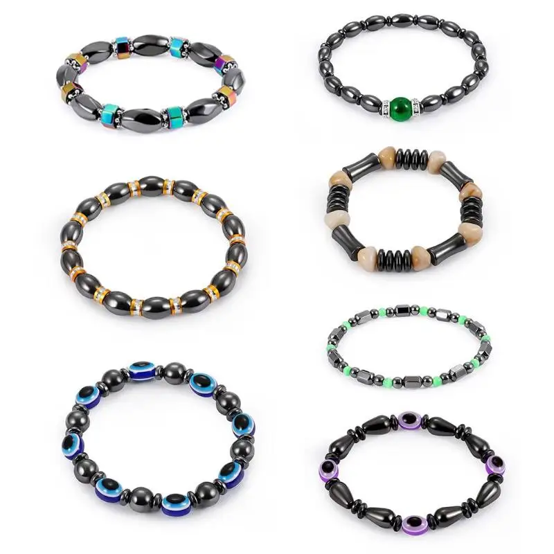

Unisex Magnetic Bracelet Beads Hematite Stone Therapy Health Care Jewelry