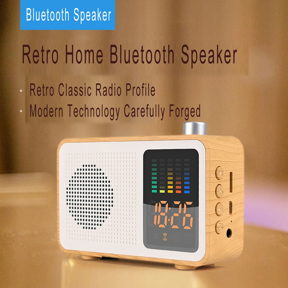 Ретро деревянный Bluetooth fm-радио динамик HIFI беспроводной громкий динамик s 3D объемный динамик AUX TF карта воспроизведения СВЕТОДИОДНЫЙ цветной экран