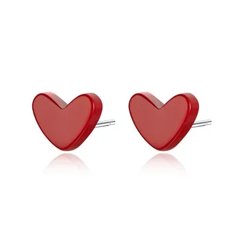 

2019 Stud Earrings Anti Allergic Red Stone Turquoise Ear Pin Women 925 Sterling Silver Female Korean Jewelry Sce595 Bamoer