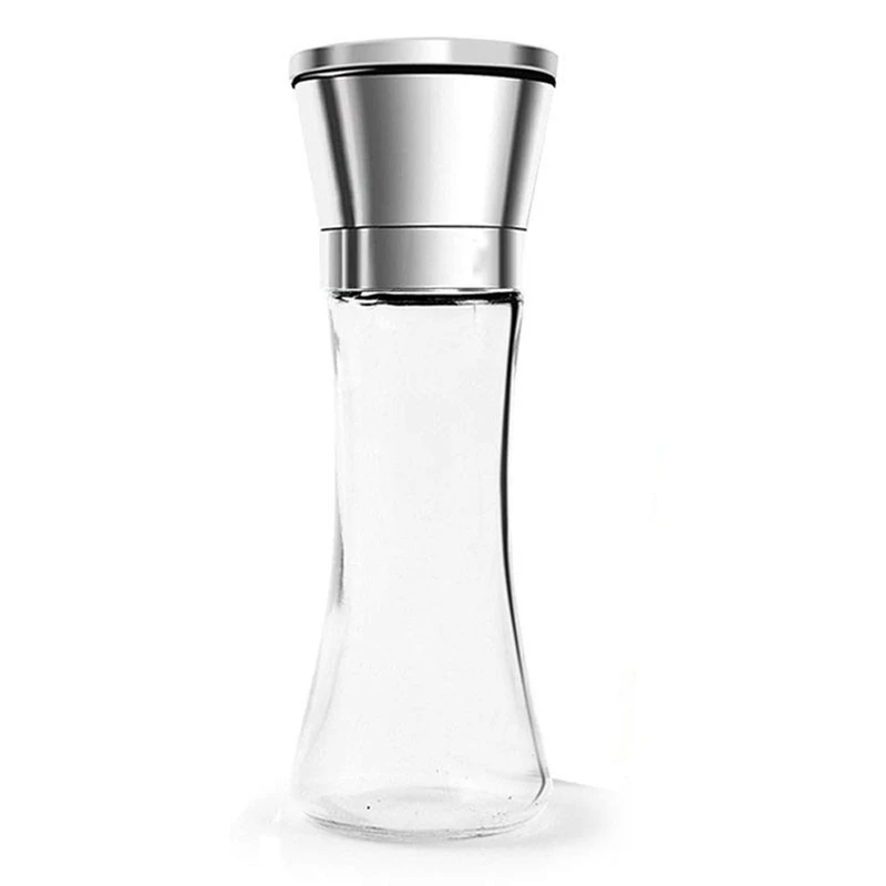 

Salt And Pepper Mill shakers Stainless Steel Manual Sea Salt mills Adjustable Ceramic Pepper Grinder With Glass Body