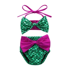Милый Малыш для маленьких девочек Купальник Русалочки принцесса бантом ремень младенческой купальник-бикини Детский купальник Лето Одежда заплыва костюм