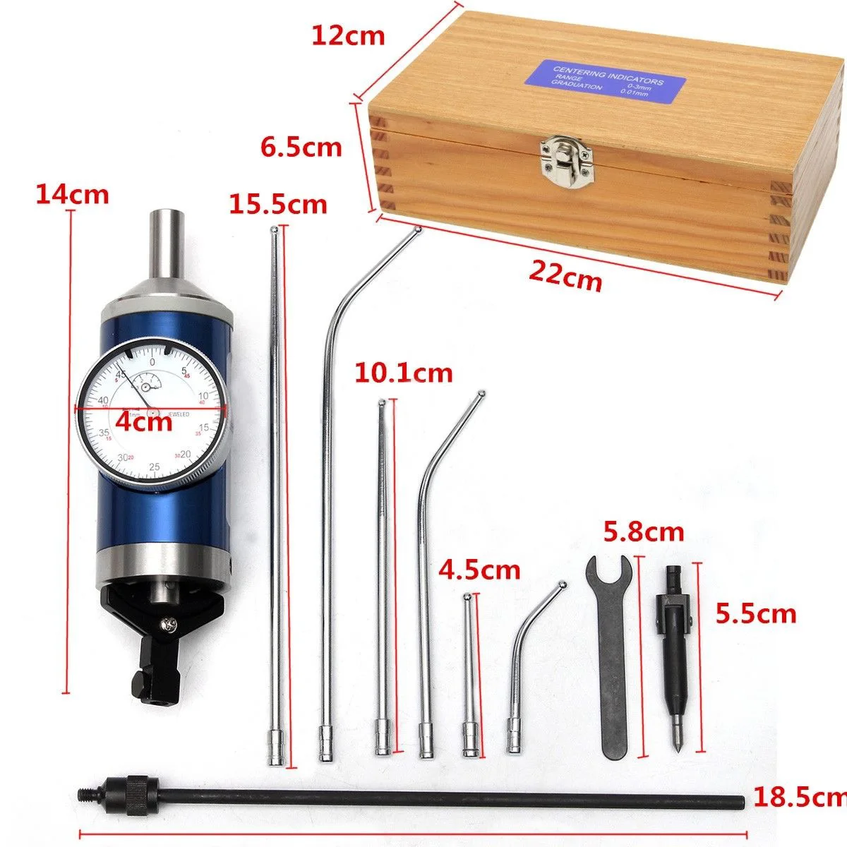 

Coaxial Centering Dial Test Indicator Center Finder Milling Tool 0.01mm Accuracy with Box